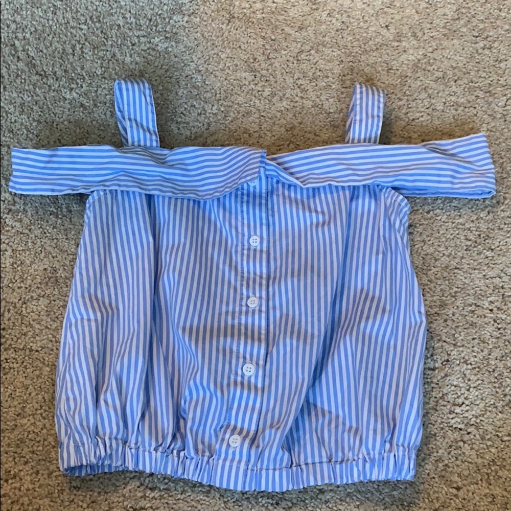blue and white stripes shirt